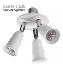 TORCHSTAR 3-in-1 Bulb Socket Splitter, Adjustable E26/E27 Adapter Converter