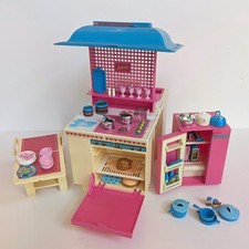 Vtg 1984 Barbie Dream Kitchen 9119 Fridge Table Accessories - Nearly Complete