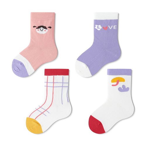 4 Pair Infant Socks Pink Cartoon Girl Cute Cotton Soft Comfortable Ankle Socks - Picture 24 of 24