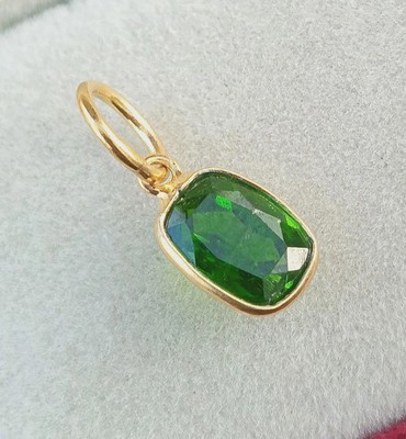 18k Solid Gold Charm Natural Tsavorite Gemstone Charm Handmade Jewelry Pendant