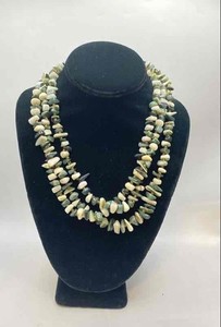 Silver Tone Multicolor Gemstone Beads Necklace 137.5g