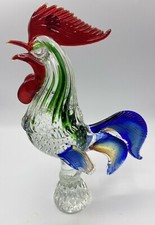 Murano Art Glass Cockerel Rooster Figurine 12" Heavy w/Tag w/Bubbles