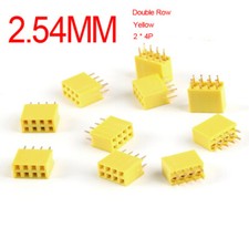 5Pcs Double Row Female Socket 2.54MM Yellow Straight Pin 2  4P Socket Connector