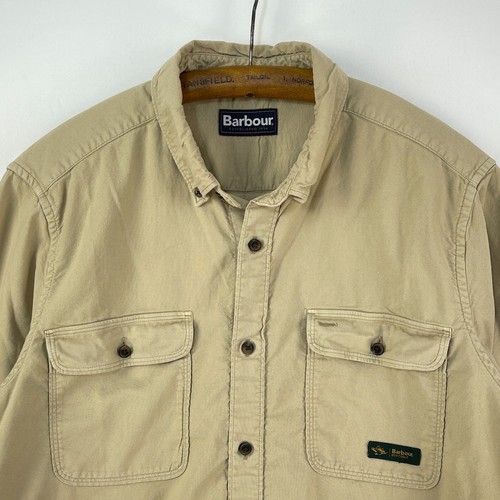 Barbour Ben Fogle Shirt Mens Medium Stone Tan Brown Yard Utility Safari - Picture 3 of 17