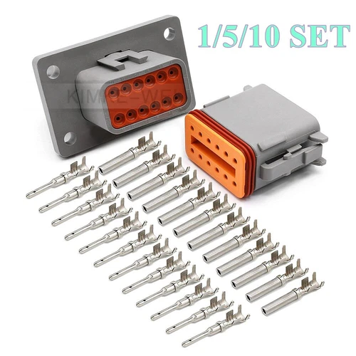 Deutsch DT Series 12 Pin/Way Flange Mount Connector Kit DT04-12PA-L012/DT06-12SA