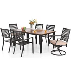 7PCS Outdoor Dining Patio Table Furniture Set w/ Swivel Chairs Lawn Garden Yard