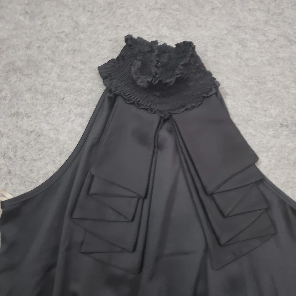 Camisa de alta costura Romeo Juliet para mujer mediana negra sin mangas con volantes informal damas Foto 3 de 4