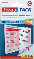 Tesa Doppelseitige Klebepads Tack Xl Transparent WäNden Fenstern Spiegel 36 Pads