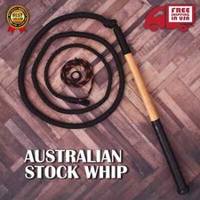 Australian Stock Whip 7ft Paracord Nylon with 18" Fine Wood Handle