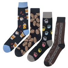 NWT Coffee Dress Socks 4 Pack Novelty Men 8-12 Crazy Fun Sockfly