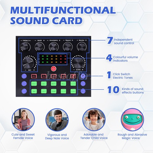 Podcast Equipment Bundle Condenser Microphone Audio Mixer Studio Recording Kit - Picture 29 of 77