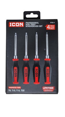 Icon Professional Mini Torx Screwdriver Set 4 Pcs MTSD-4 59469 T8 T10 T15 T20