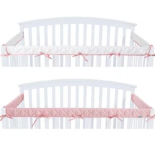 Quilted Standard Crib Rail Cover Protector Safe Teething Guard Wrap Pink