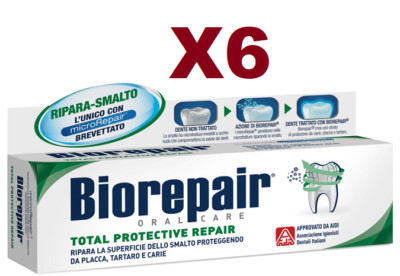 6 BIOREPAIR TOTAL PROTECTIVE REPAIR TOOTHPASTE 75ML PROTECTS AGAINST DECAY PLAQUE