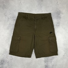 Vintage Nike Mens Cargo Shorts Olive Colour Faded Size 34 Multipocket 90 s Y2K
