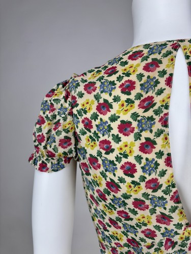 Antique 1930s 1940s Floral Print Rayon Slip & Dressing Robe Pink Blue green - Picture 15 of 18