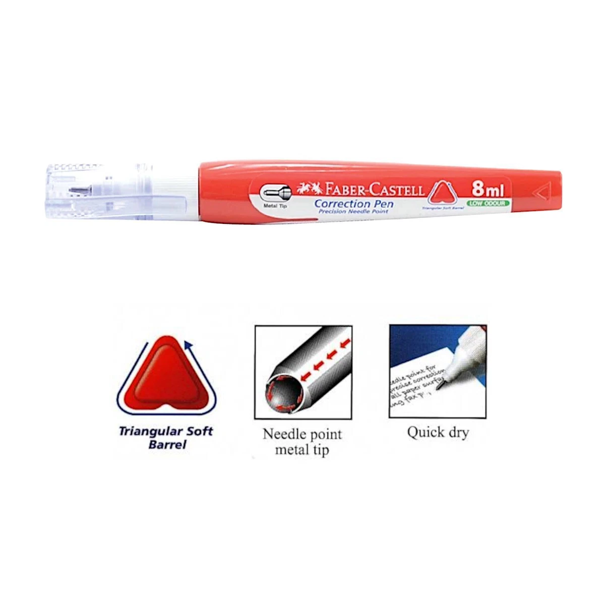 Faber Castell Correction Pen 8ml White Out Liquid Paper Corrector Stationery