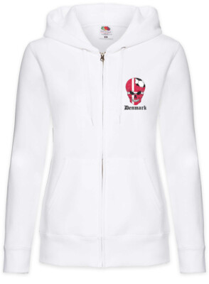 Denmark Football Comet Damen Zipper Hoodie dänische Flagge Fußball Dänemark