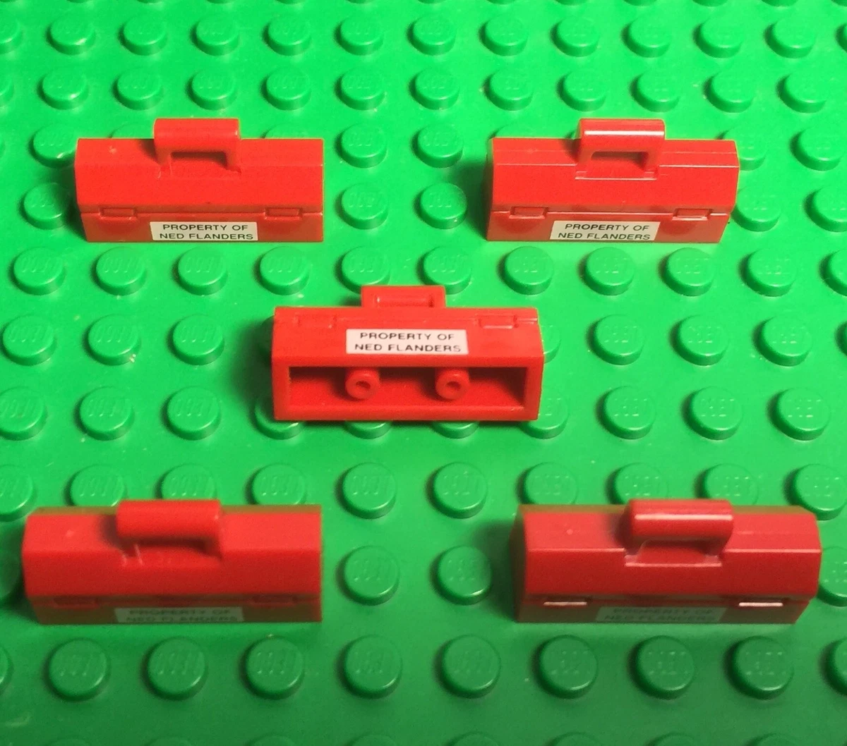 Lego 5 pieces The Simpsons Red Toolbox With Ned Flanders Pattern