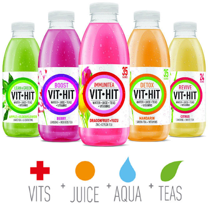 VIT HIT Drink 12 x 500ml Energy Boost Detox Immunitea Lean Green  Perform