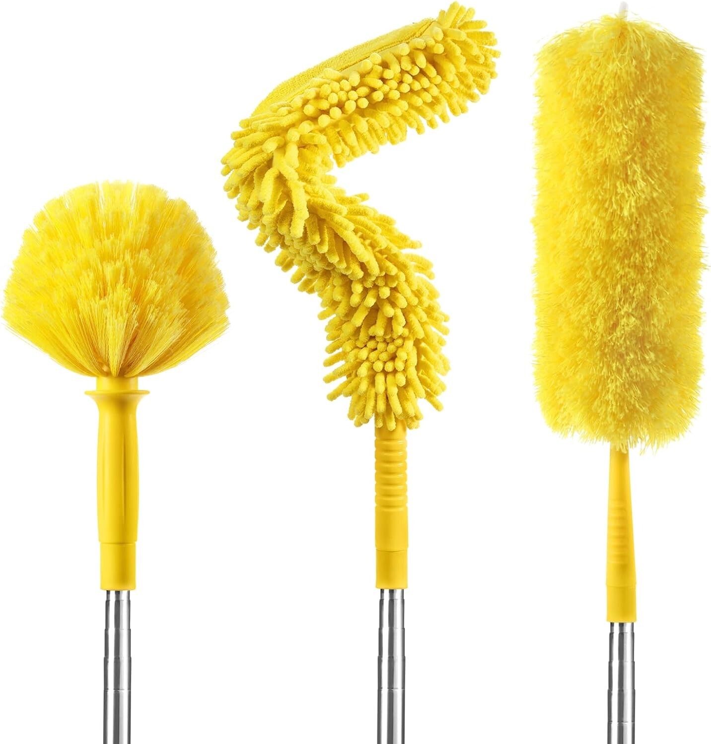 Versatile 17ft High Reach Cleaning Kit - Bendable, Washable & Detachable Dusters