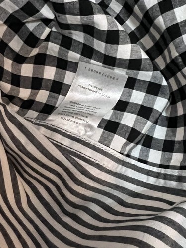 Dip Black White Long Sleeve Button Up Shirt Size Medium Cotton Plaid Striped NWT - Foto 4 di 6