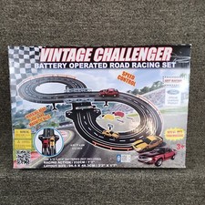 Vintage Challenger Racing Set 7' Slot Car Track Mustang Cars Battery Operated