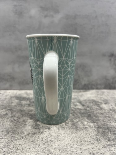 Starbucks Mint Green Geometric Diamond Pattern Ceramic Coffee Mug Tumbler 16 oz. - Picture 3 of 5