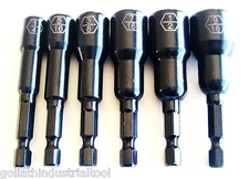 6pc GOLIATH INDUSTRIAL 2-9/16 IMPACT MAGNETIC NUT DRIVER SETTER SET LASER ETCHED