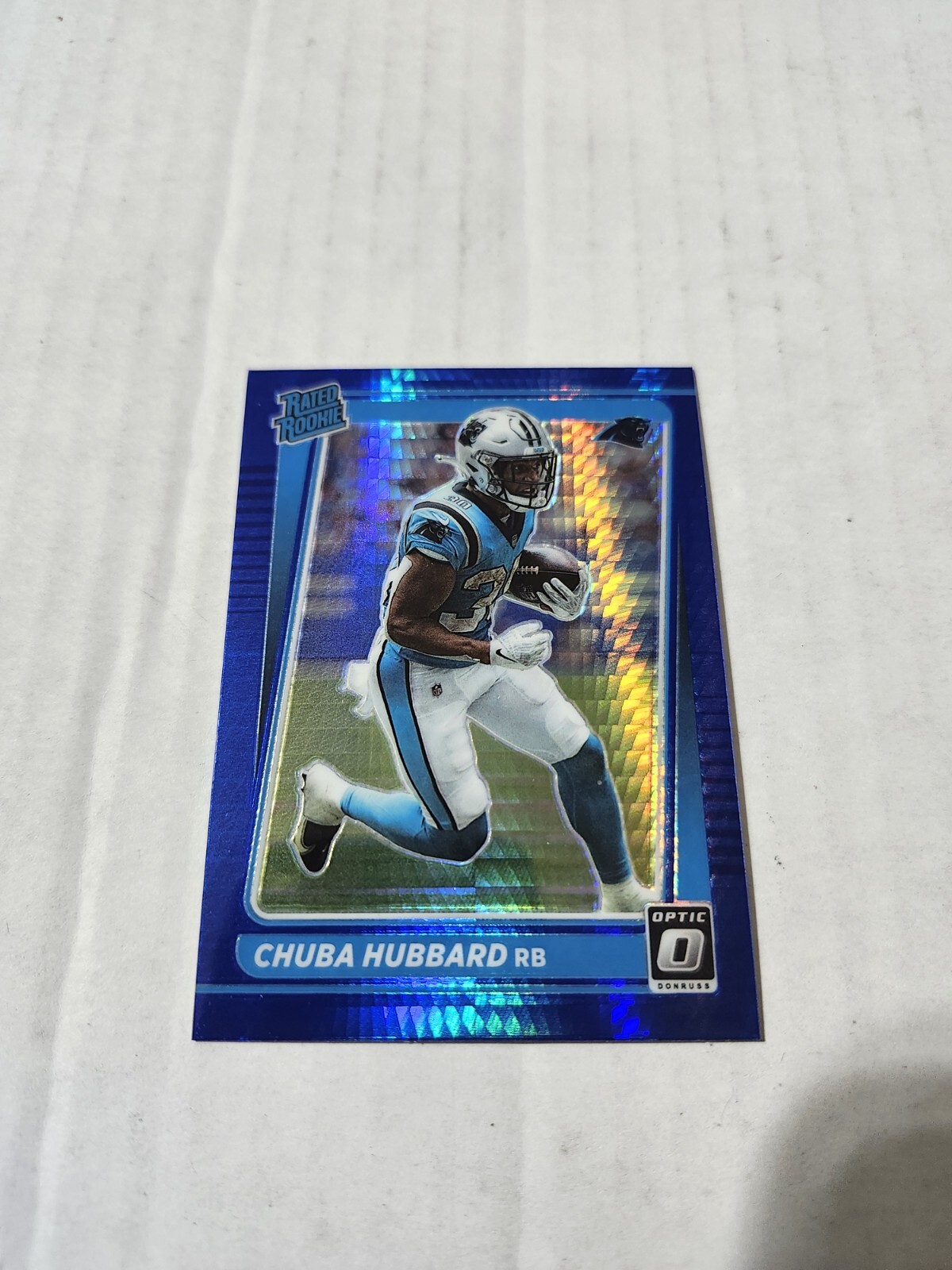 2021 Donruss Optic Blue Hyper Prizm Chuba Hubbard Rc # 225