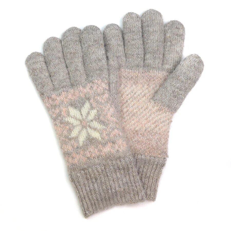 Womens Winter Gloves Thick Lined Knitted Cozy One Size Grey
