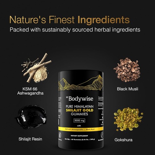Be Bodywise Pure Himalayan Shilajit Gummies Gold ohne Zuckerzusatz 120 Gummibeutel - Bild 2 von 4