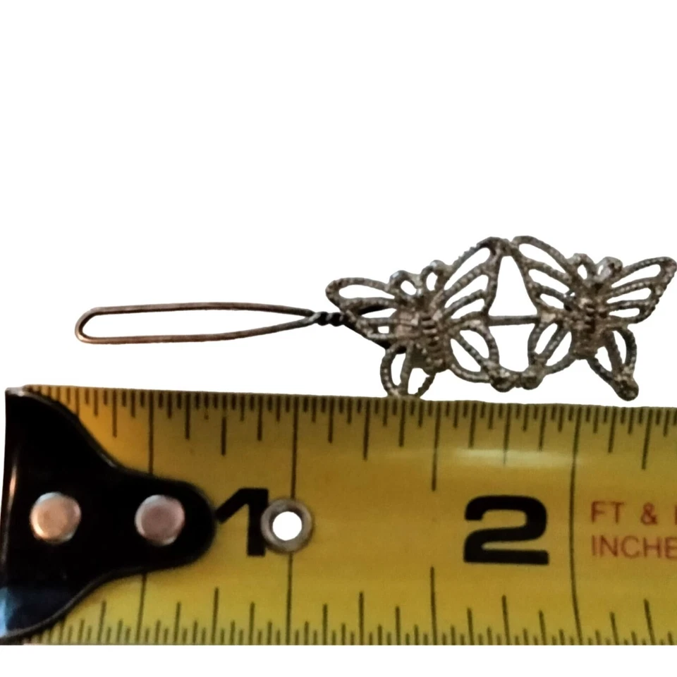 Girls Butterfly Barrette Vintage Sliver Metal Hair Clip - Image 4 of 4