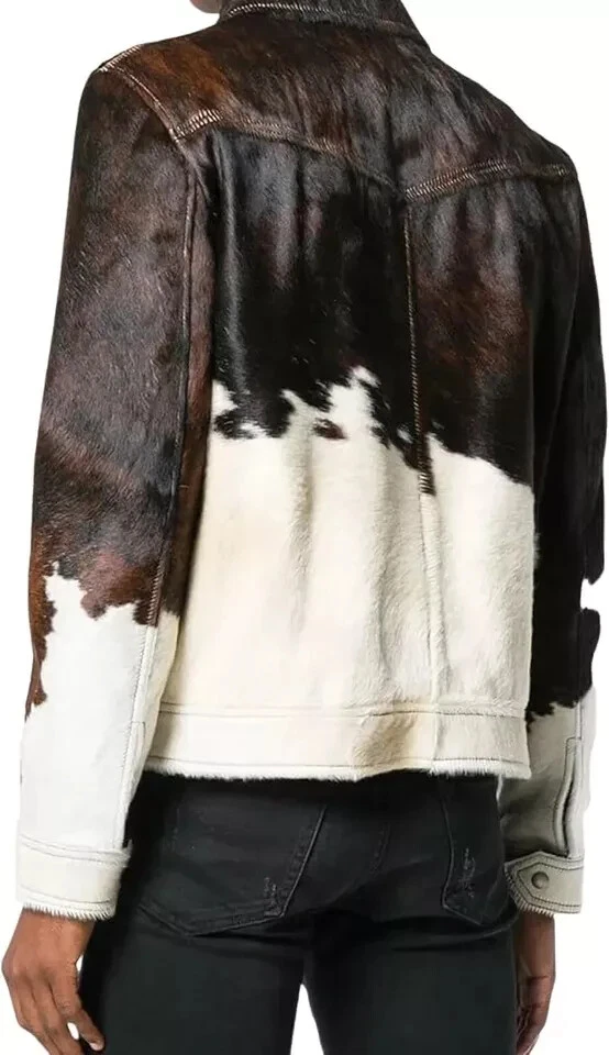Chaqueta de cuero hecha a mano de piel de vaca genuina para hombre Abrigo de moda de piel natural Foto 3 de 4