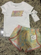 Nike T-Shirt Shorts DRI-FIT Set Girls Size 5 Nwt 2-Piece Outfit
