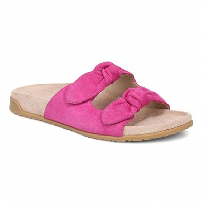 VIONIC Women Elara Slide Sandal, Rose Violet Suede (NEW)