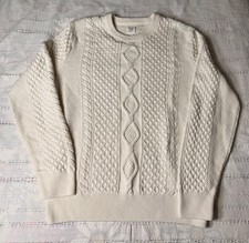 Gap Women  s Diamond Cable Knit Crew Ivory Sweater Large