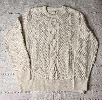Gap Women s Diamond Cable Knit Crew Ivory Sweater Large