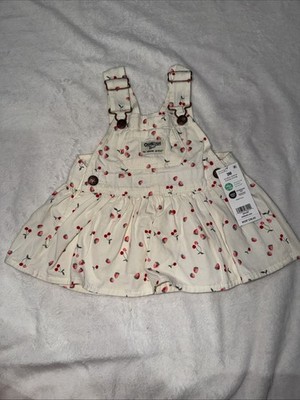Baby Girls Size 3 Months Overalls Dress With Cherries And Strawberries  New