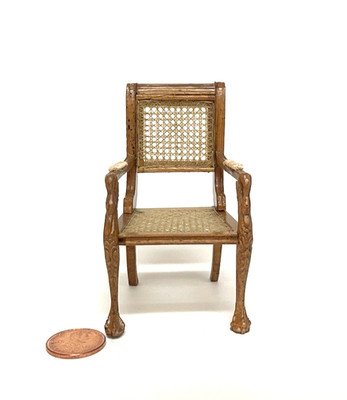 BESPAQ DOLLHOUSE MINIATURE SWAN ARM CHAIR/HANDCANED  8130 FW