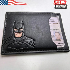 Custom Leather Bat Wallet with Hero Mask Design   Card  ID Holder