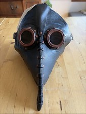 Black Rubber Faux Leather Steampunk Plague Doctor Mask Long Beak Costume Cosplay