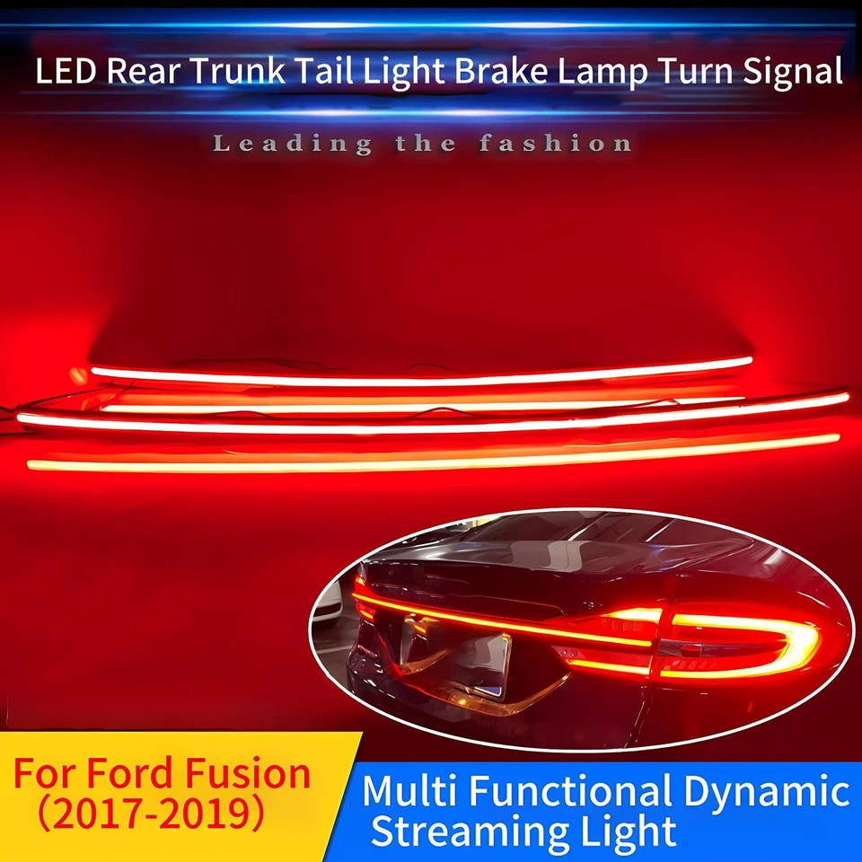 For 17-19 Ford Fusion LED Rear Trunk Tail Light Dynamic Brake Lamp Turn Signal - Image 2 of 4
