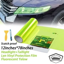 12"x78" Fit For Headlight Taillamp Fluorescent Yellow Lens Vinyl Protection Film