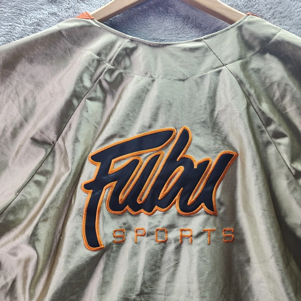 Vintage FUBU Sports Baseball Jersey Gold Orange Black Satin Button Shirt Size L - Image 4 of 4