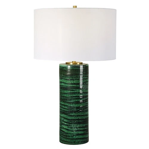 Uttermost Galeno Emerald Green Table Lamp - 28"H, Shade 10"H x 17" Dia. - Picture 1 of 7