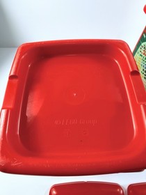 Vintage Lego Storage Containers Bins W/ Lids 4105 Red Empty Storage Blocks