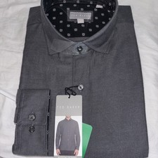 Ted Baker Men's Long Sleeve Button-Up Shirt, Black, Size XL