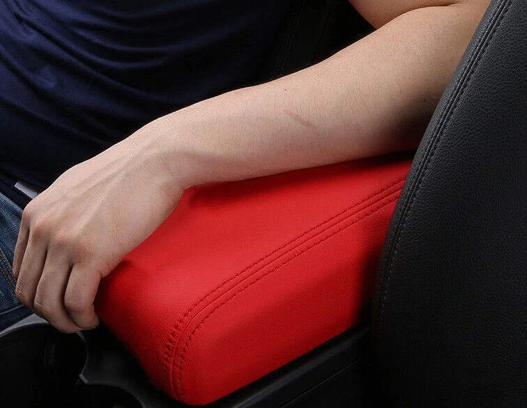 Protector de embellecedor de caja de reposabrazos de cuero rojo para Porsche Cayenne 2011-2017 Foto 4 de 4