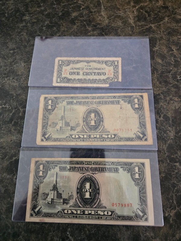 Japanese Government Philippine 1 peso note set of 3